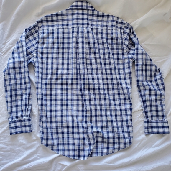 Peter Millar Checked Button Up Dress Shirt Men's Large Blue/White Casual Office - Picture 6 of 6